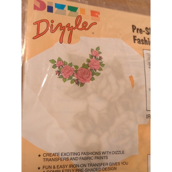 Dizzle Art Pre Shaded Fashion Iron On Transfer Roses 50053 Floral - Picture 2 of 9